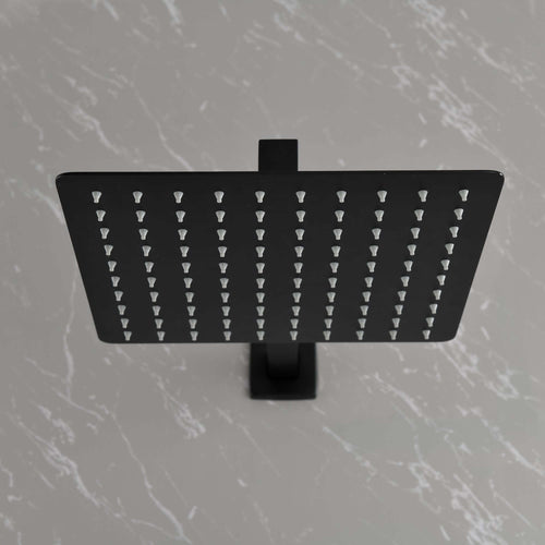 Nestivora Matte Black Shower System - Sleek & Stylish Design top view of the showerhead in elegant black finish.