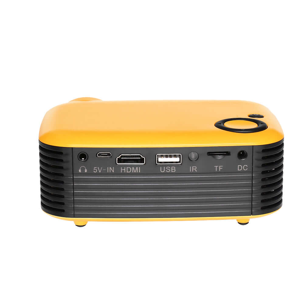 Nestivora™ Mini Smart Home Projector 1080P back view showing connectivity ports including HDMI and USB.