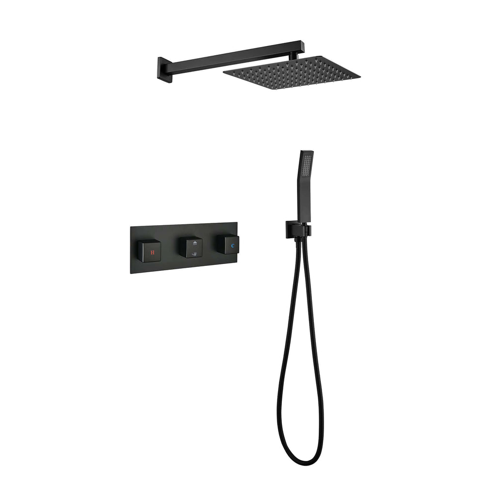Nestivora Matte Black Shower System - Sleek & Stylish Design featuring a luxurious black shower set system.