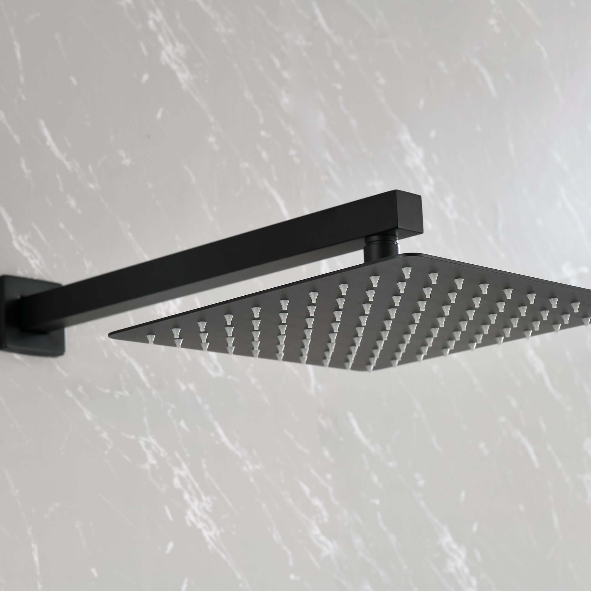 Nestivora Matte Black Shower System - Sleek & Stylish Design, featuring a modern square shower head in matte black finish.
